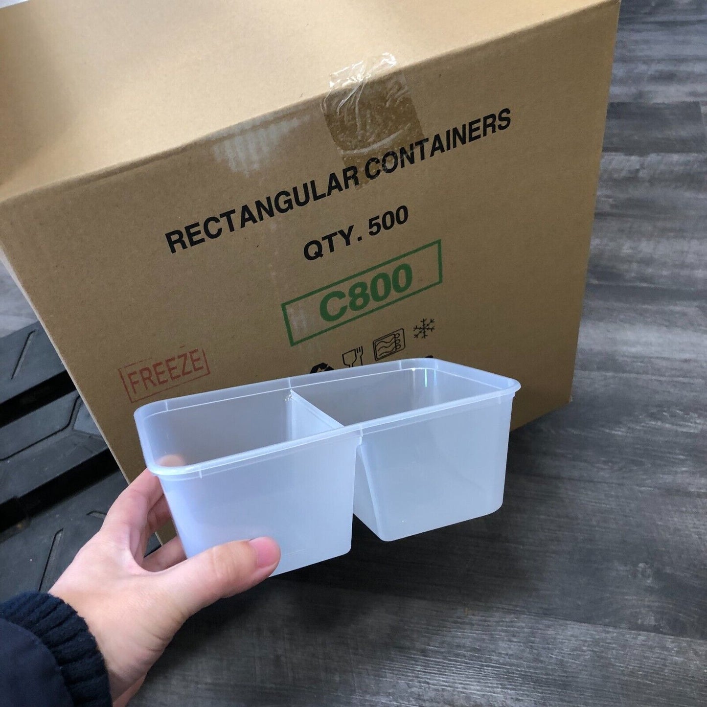 28oz Food Containers 2 Section Meal Prep FBA Free Food Truck 500 Set with Lid