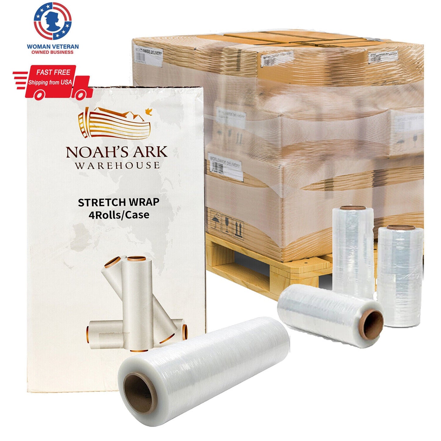 18" x 1500' 60 Gauge 4 Rolls Stretch Wrap Black