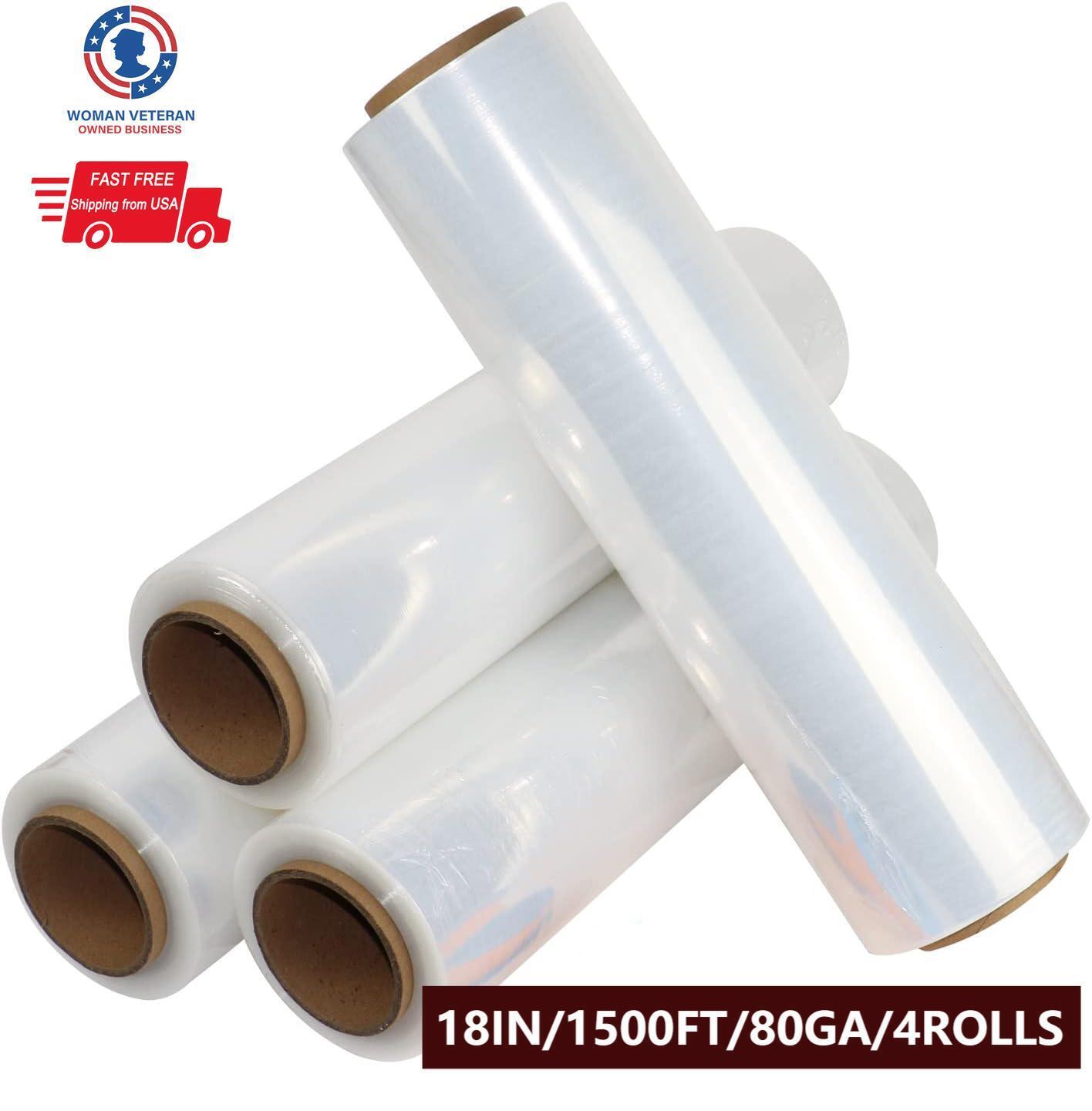 18" x 1500' 60 Gauge 4 Rolls Stretch Wrap Black