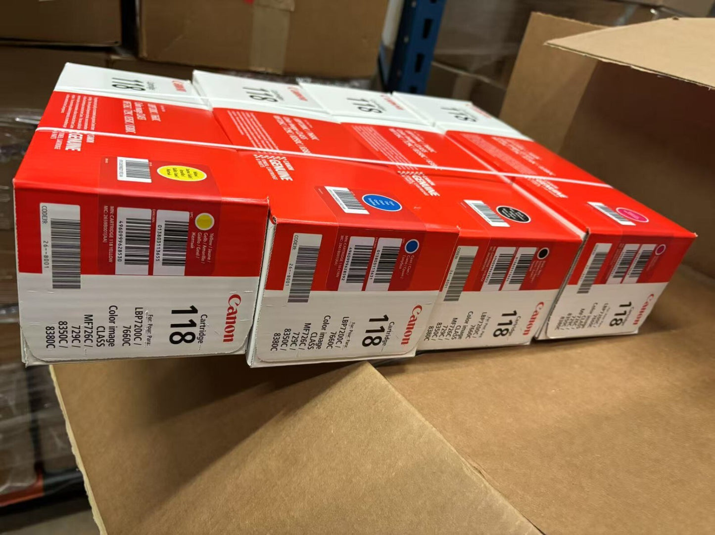 Canon 118 GENUINE new in box full 4 color set black, cyan, magenta, yellow