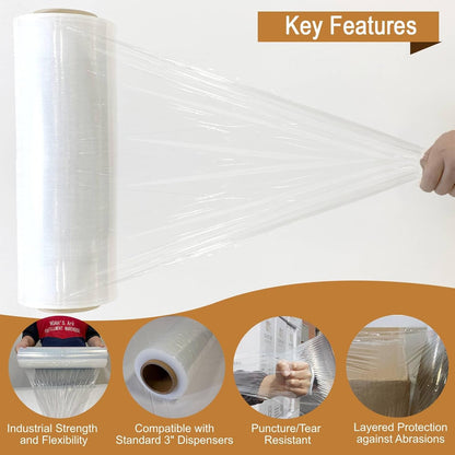 18" x 1100' 80 Gauge 4 Rolls Stretch Wrap Clear