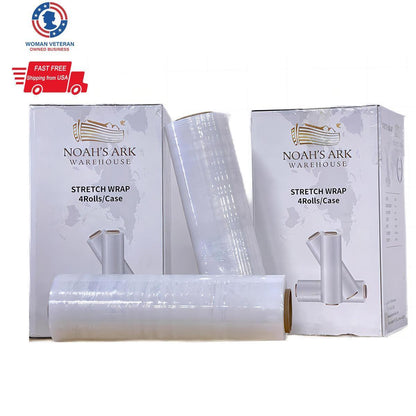 18" x 1500' 80 Gauge 4 Rolls Stretch Wrap for Pallet Hand Shrink Wrap